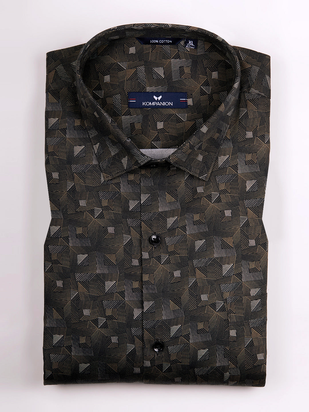 KOMPANION Men's Digital Mehendi Green print Shirt