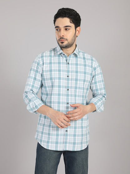 KOMPANION Men's Light Green Checks Shirt