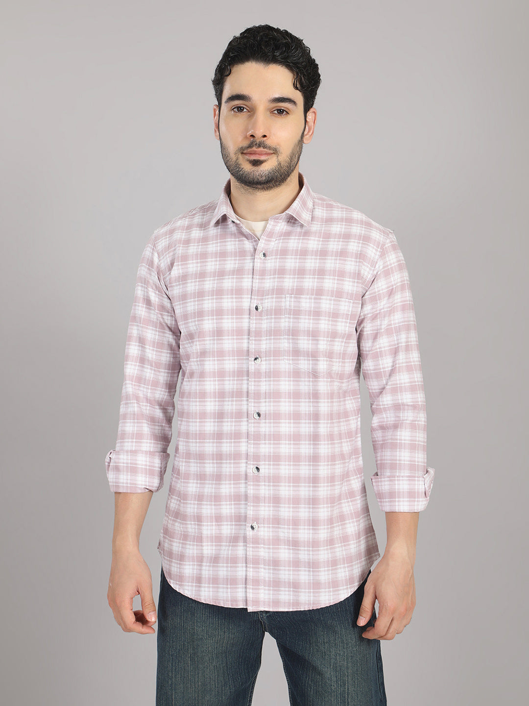 KOMPANION Men's Lilac Checks Shirt