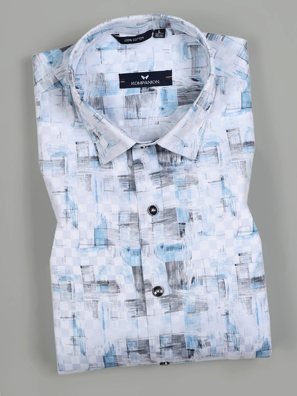 Kompanion Men's Light Blue Digital print Shirt