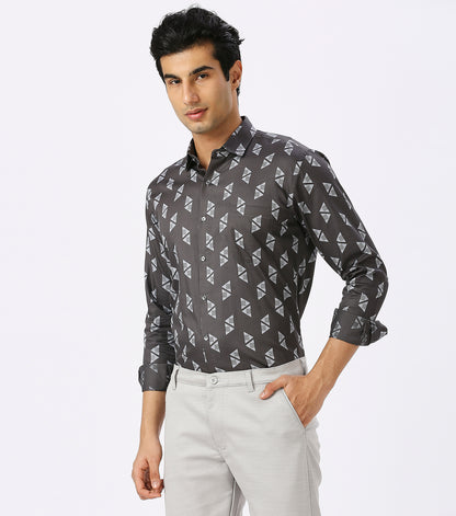 LIGHT GREY PRINT SHIRT