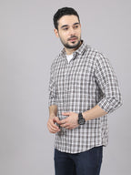 Kompanion Men's Brown/White Checks Shirt