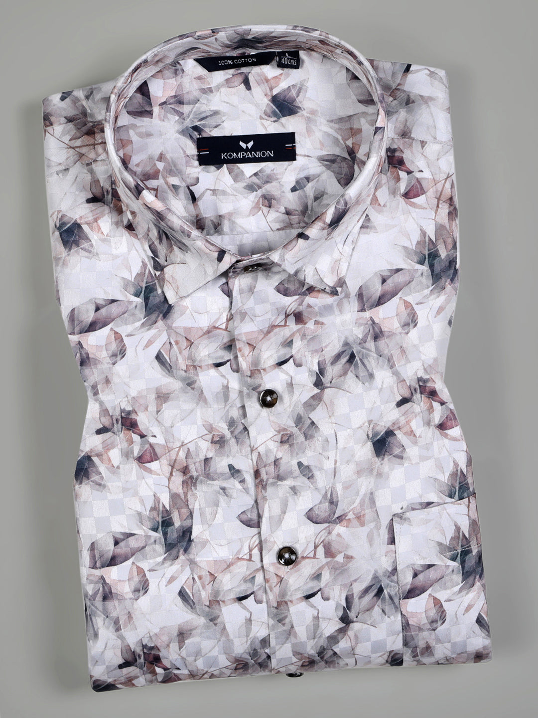 Kompanion Men's Dark Brown Digital print Shirt.