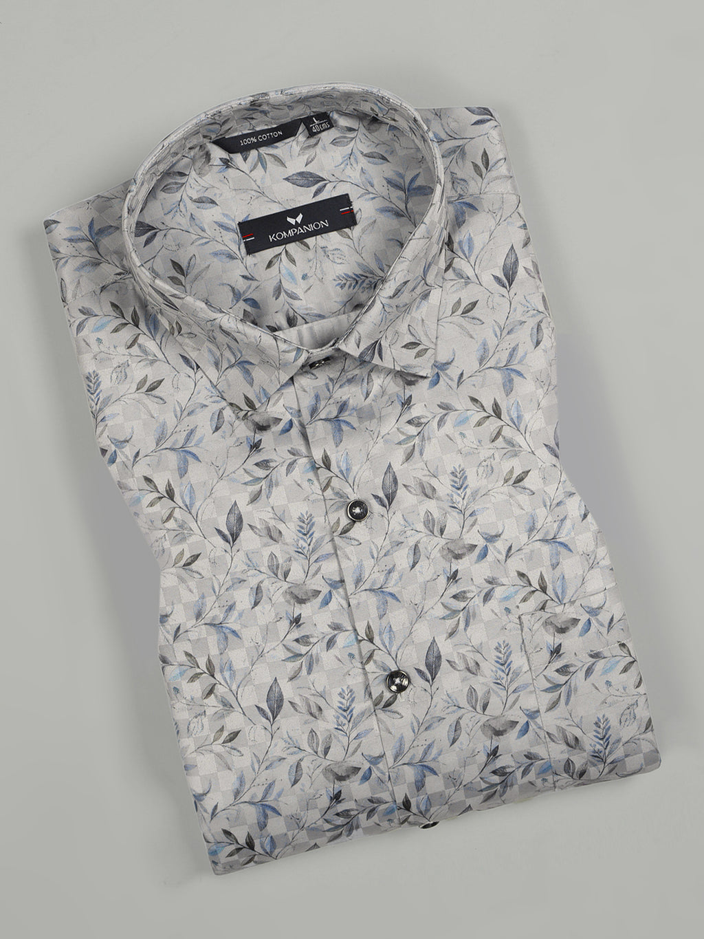 Kompanion Men's Blue/Grey Digital print Shirt