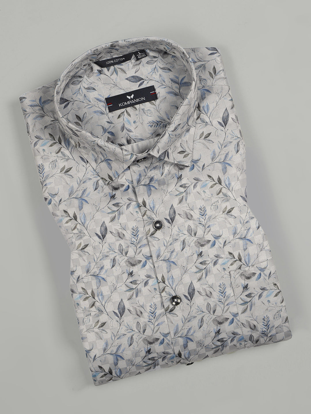 Kompanion Men's Blue/Grey Digital print Shirt