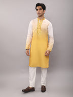 KOMPANION Men's Ombre Style Yellow Kurta