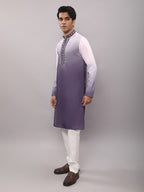 KOMPANION Men's Ombre Style Violet Kurta.