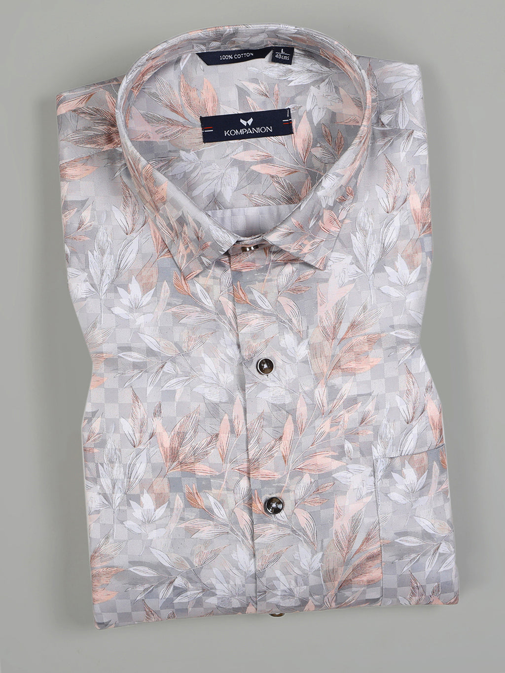 Kompanion Men's Peach Digital print Shirt
