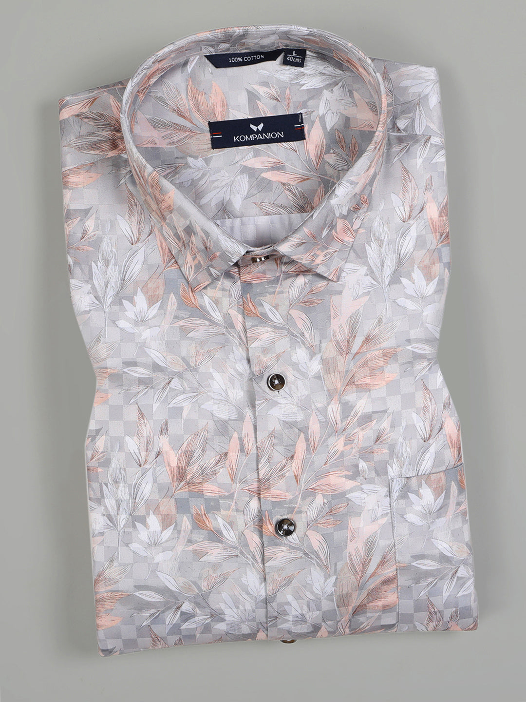 Kompanion Men's Peach Digital print Shirt