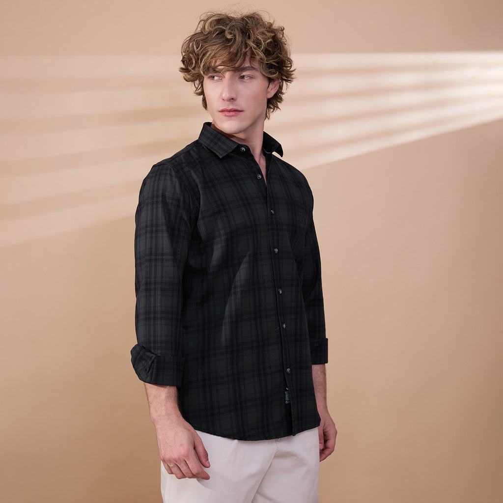 KOMPANION Men's Grey Checks Shirt