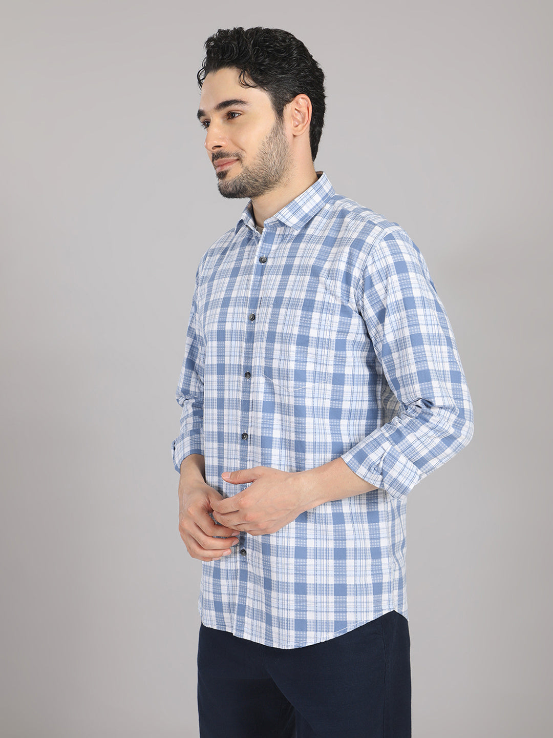 KOMPANION Men's Blue Checks Shirt