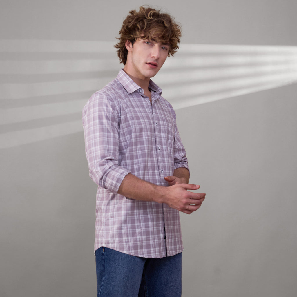 KOMPANION Men's Lilac Checks Shirt
