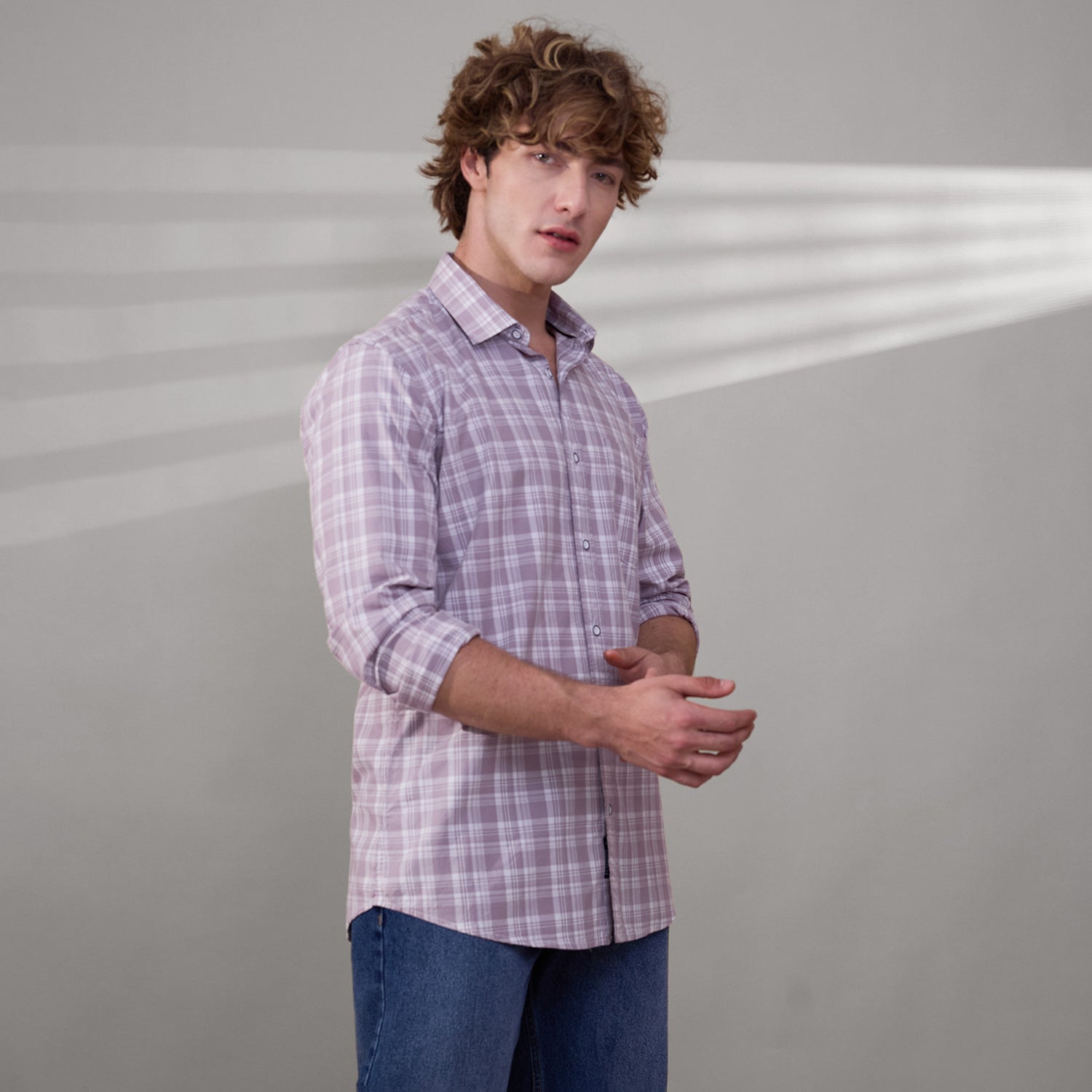 KOMPANION Men's Lilac Checks Shirt