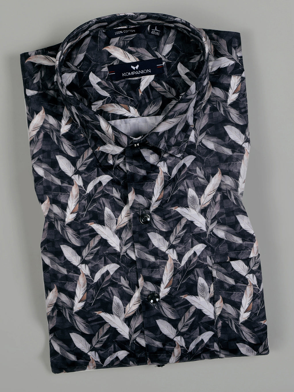 Kompanion Men's Cream Digital print Shirt