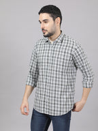 Kompanion Men's Green/White Checks Shirt