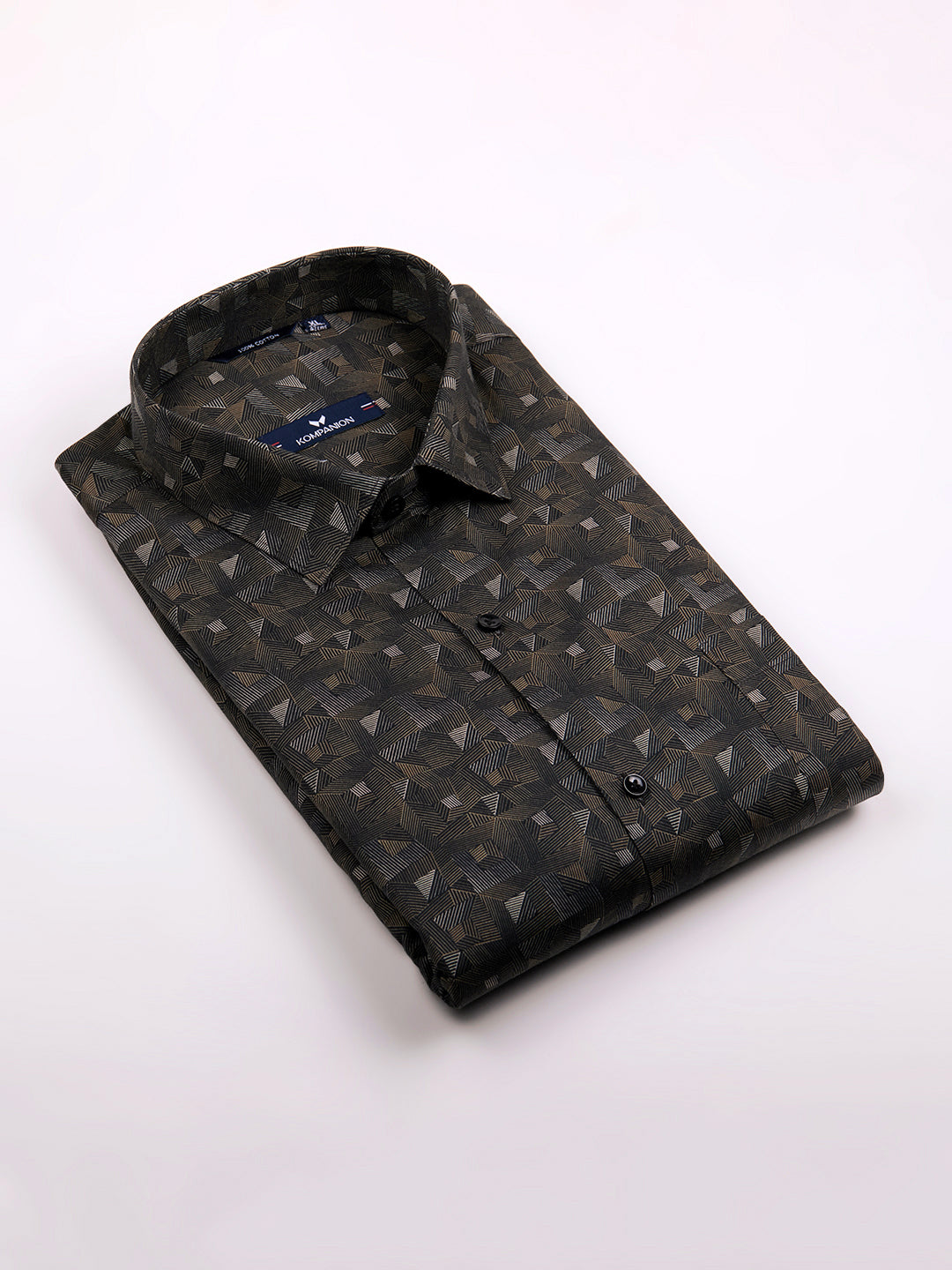 KOMPANION Men's Digital Mehendi Green print Shirt