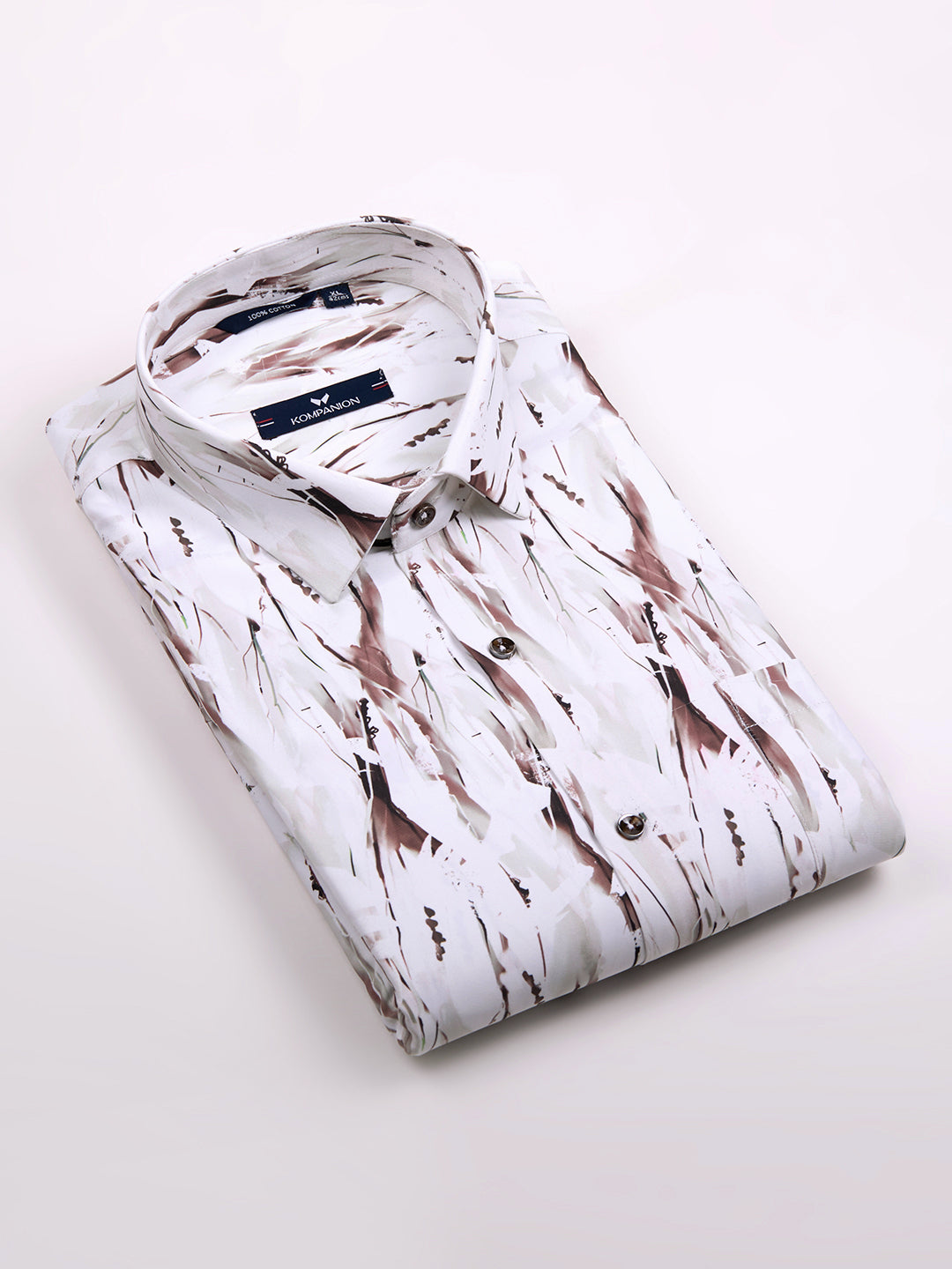 KOMPANION Men's Digital Dark Brown print Shirt