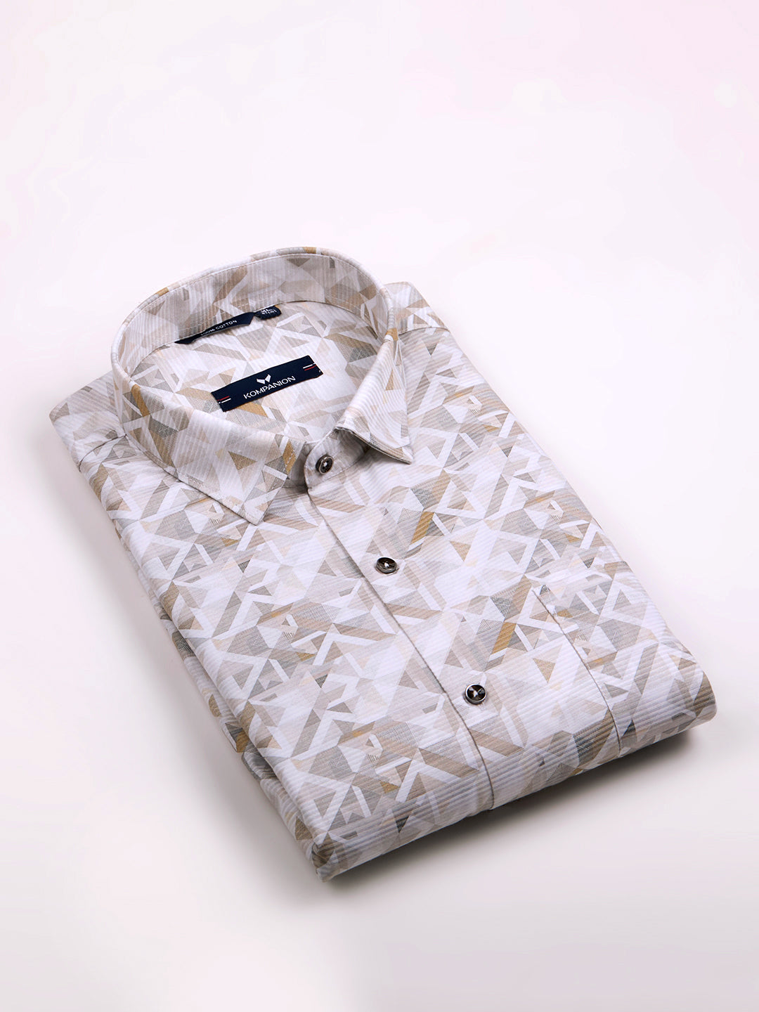 KOMPANION Men's Digital Cream print Shirt