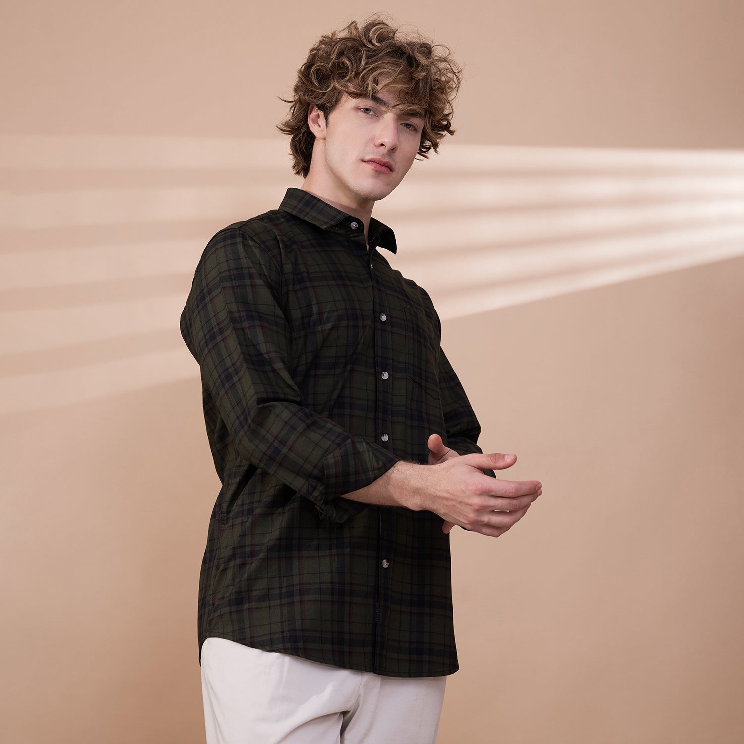 KOMPANION Men's Green Checks Shirt