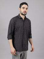 Kompanion Men's Grey/White Checks Shirt