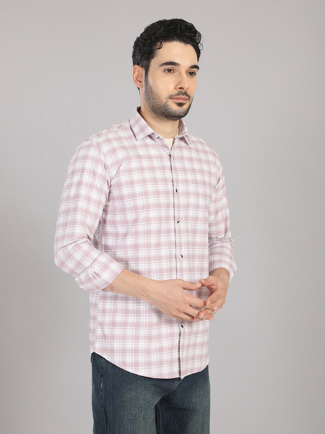 KOMPANION Men's Lilac Checks Shirt