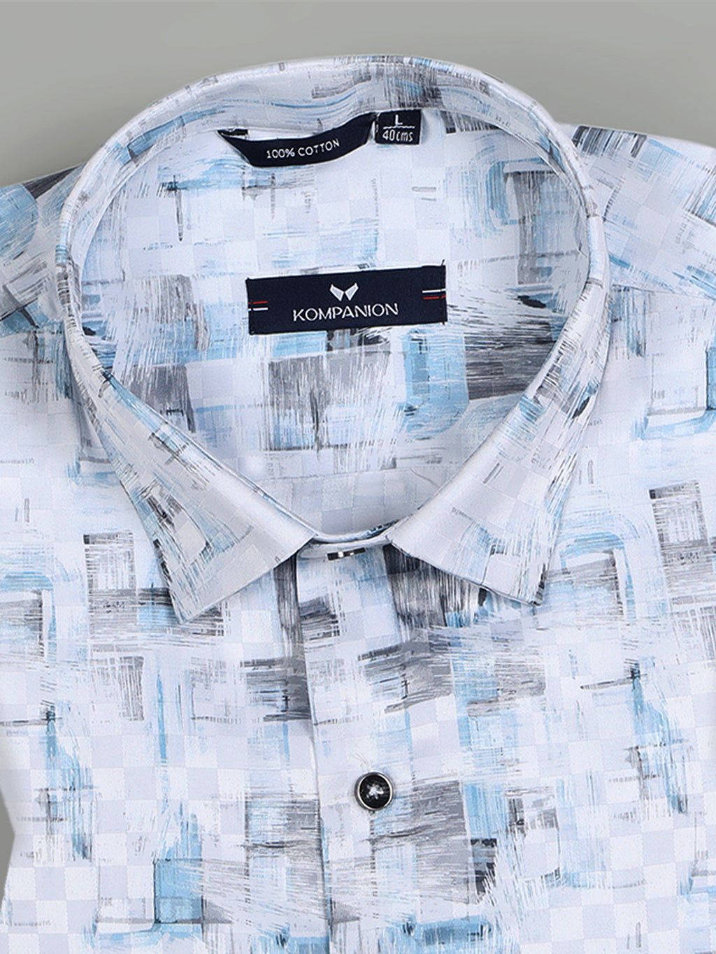 Kompanion Men's Light Blue Digital print Shirt