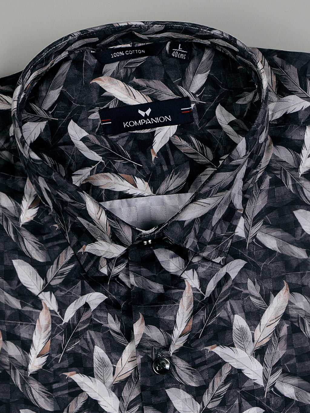 Kompanion Men's Cream Digital print Shirt