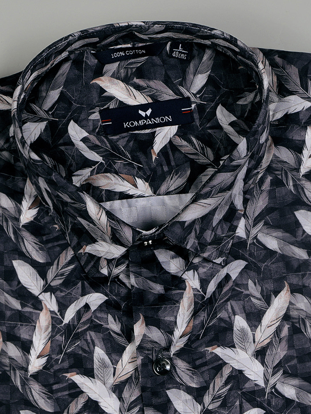 Kompanion Men's Cream Digital print Shirt