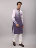KOMPANION Men's Ombre Style Violet Kurta.