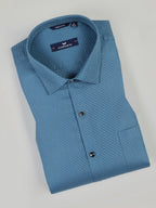 KOMPANION Men's Self structure Shirt - Teal Blue