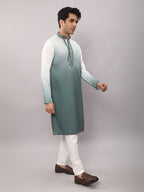 KOMPANION Men's Ombre Style Green Kurta