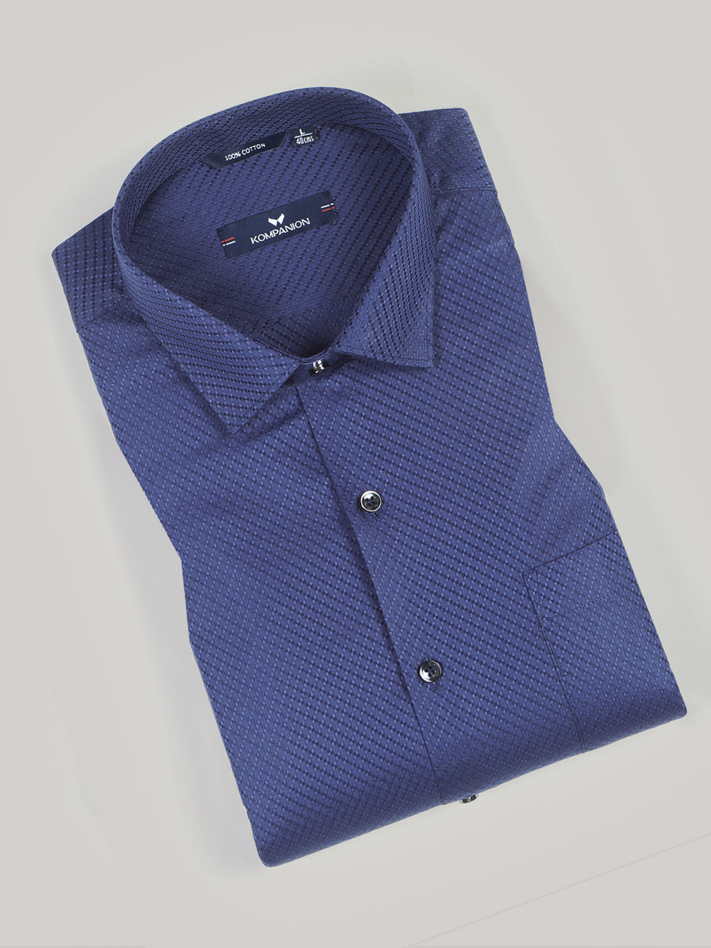 KOMPANION Men's Self structure Shirt - Blue