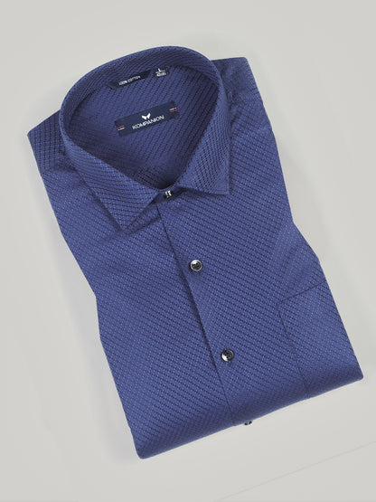 KOMPANION Men's Self structure Shirt - Blue