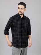 Kompanion Men's Black Checks Shirt