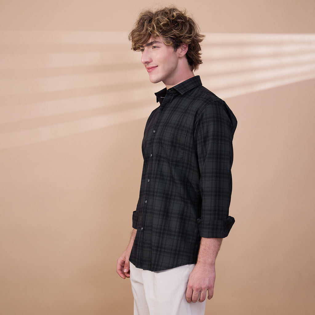 KOMPANION Men's Grey Checks Shirt