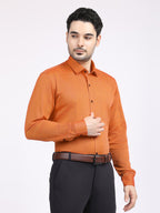 Men's Solid Orange Shirt - Allen Brown