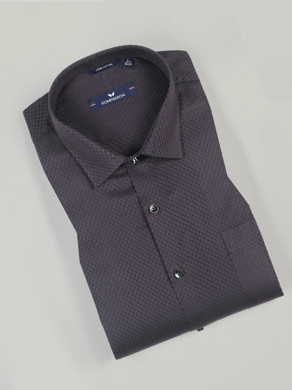 KOMPANION Men's Self structure Shirt - Dark Brown