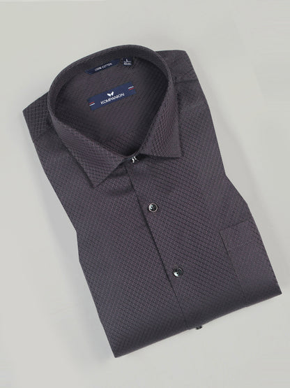 KOMPANION Men's Self structure Shirt - Dark Brown