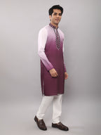KOMPANION Men's Ombre Style Magenta Kurta