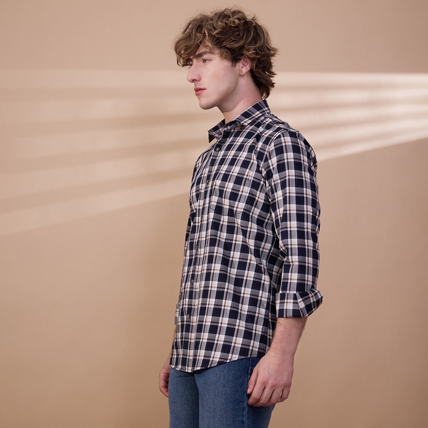 KOMPANION Men's Black/White Checks Shirt