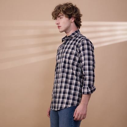 KOMPANION Men's Black/White Checks Shirt