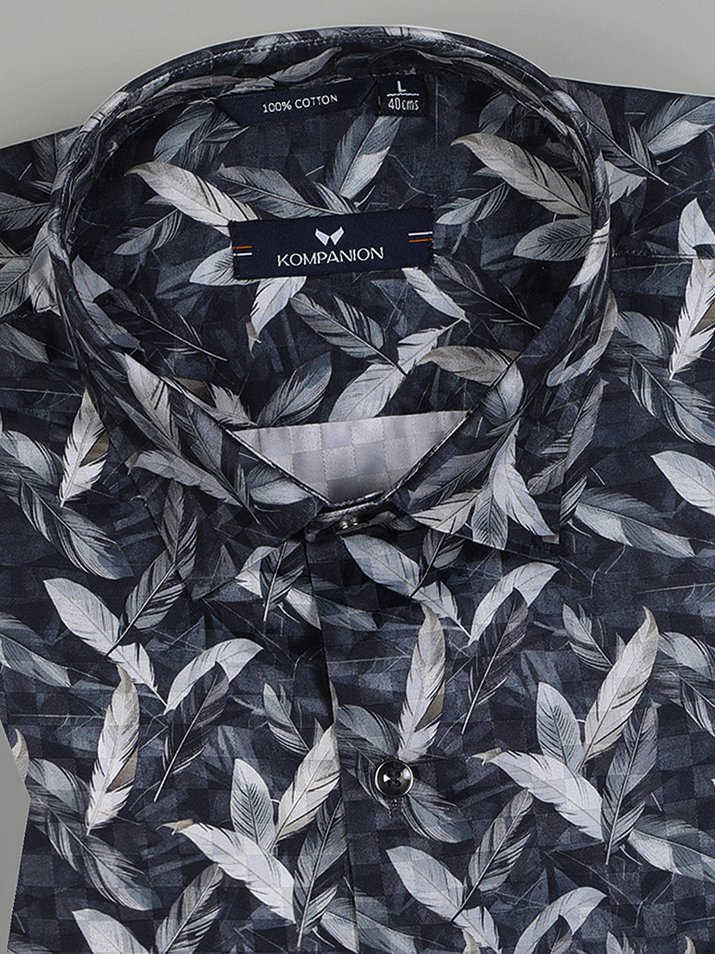 Kompanion Men's Dark Grey Digital print Shirt