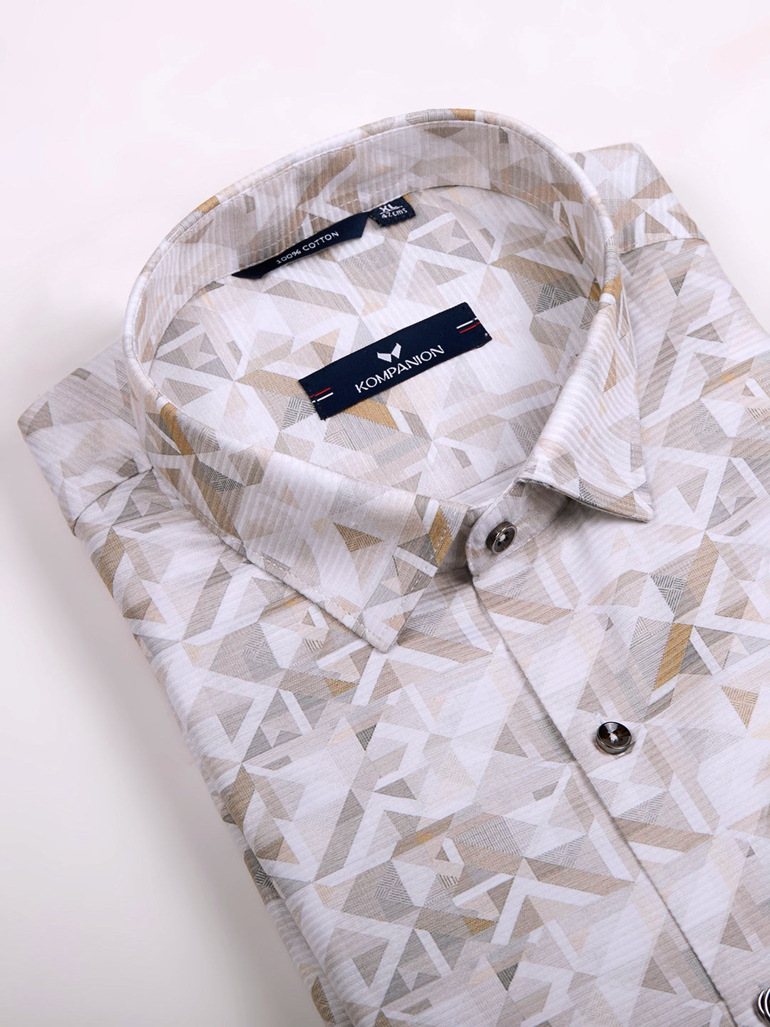 KOMPANION Men's Digital Cream print Shirt