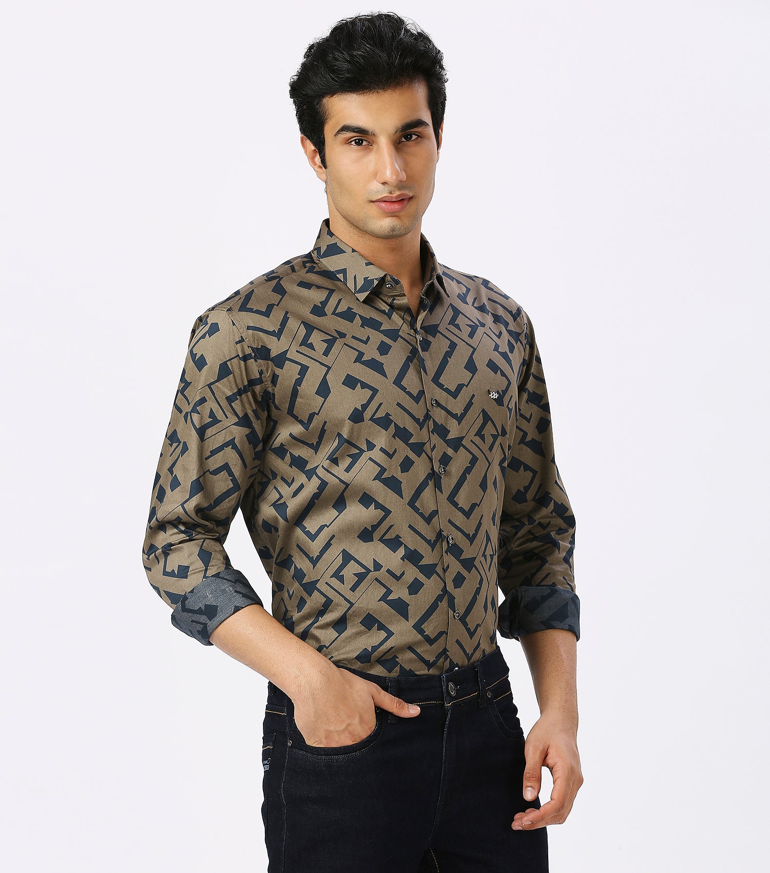 BLUE PRINT SHIRT | Satin