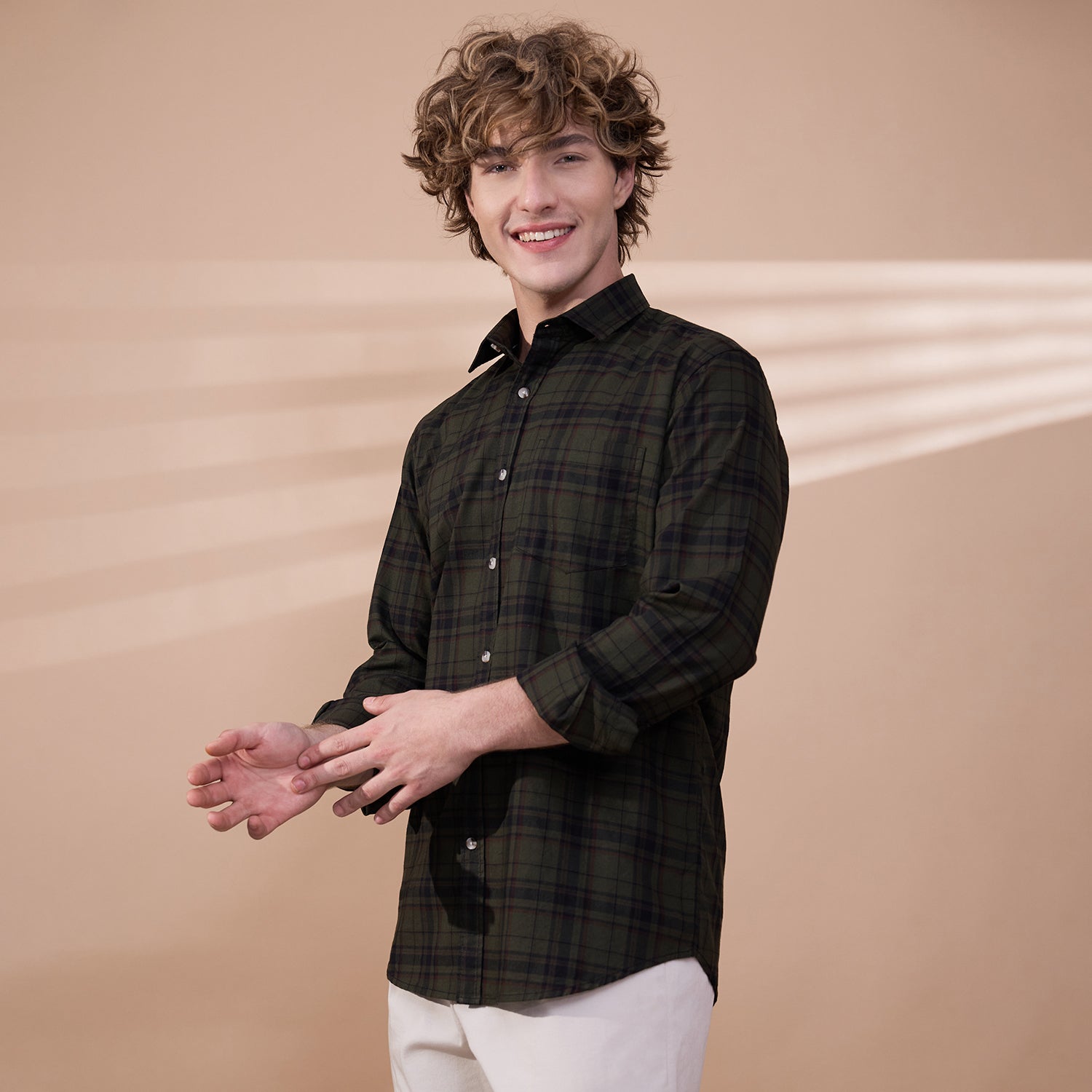 KOMPANION Men's Green Checks Shirt