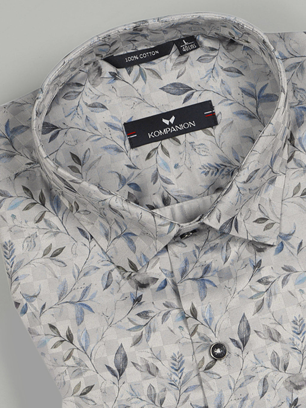 Kompanion Men's Blue/Grey Digital print Shirt