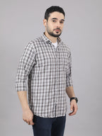 Kompanion Men's Brown/White Checks Shirt