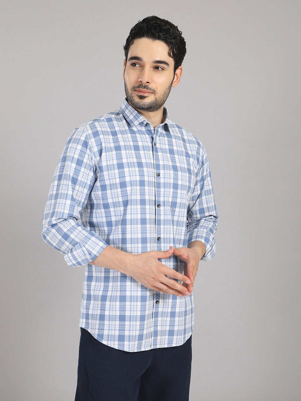 KOMPANION Men's Blue Checks Shirt