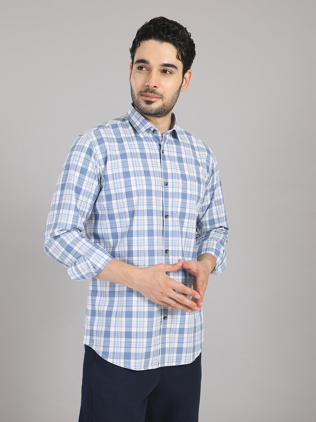 KOMPANION Men's Blue Checks Shirt
