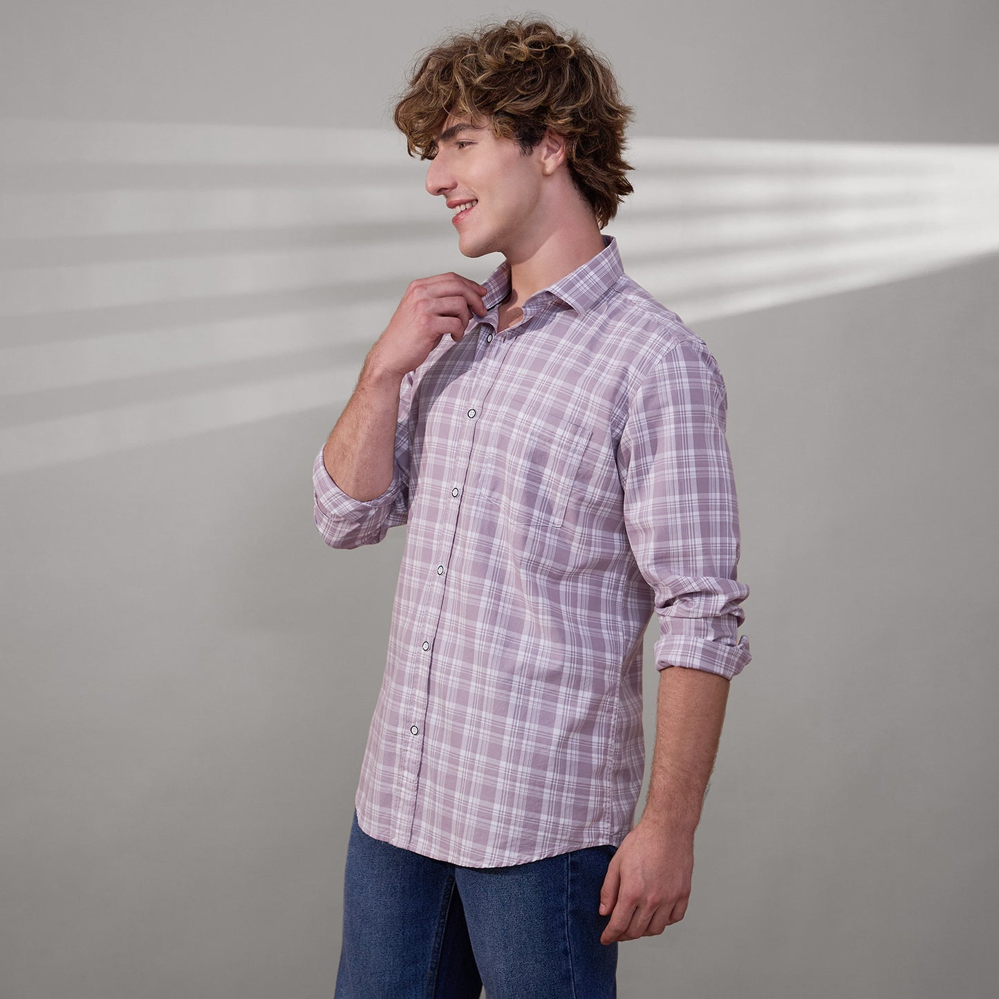 KOMPANION Men's Lilac Checks Shirt